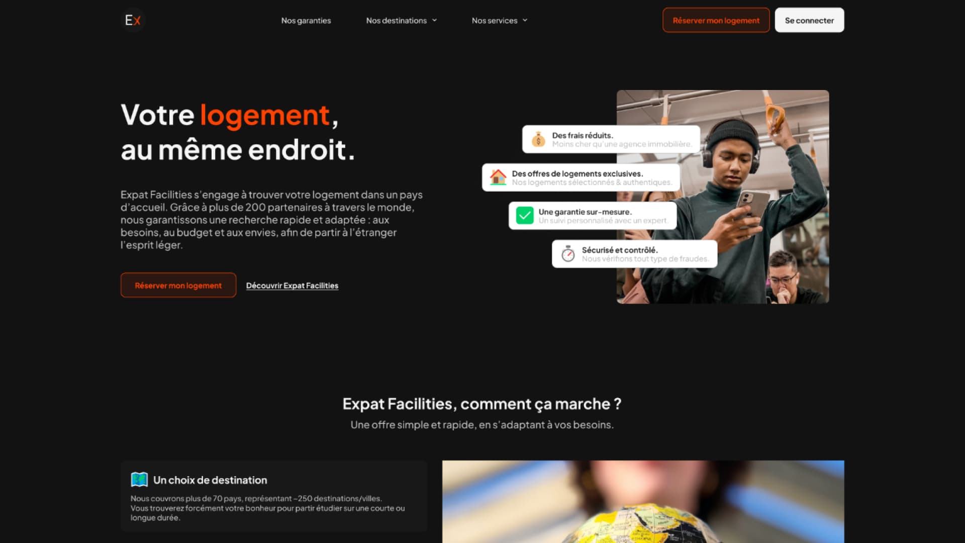 Housing section with integrated search